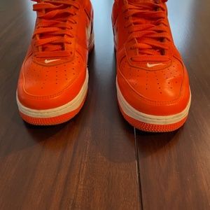 Leather Men Nike Airforce 1 low retro, orange, size 9, Style No Fj1044-800